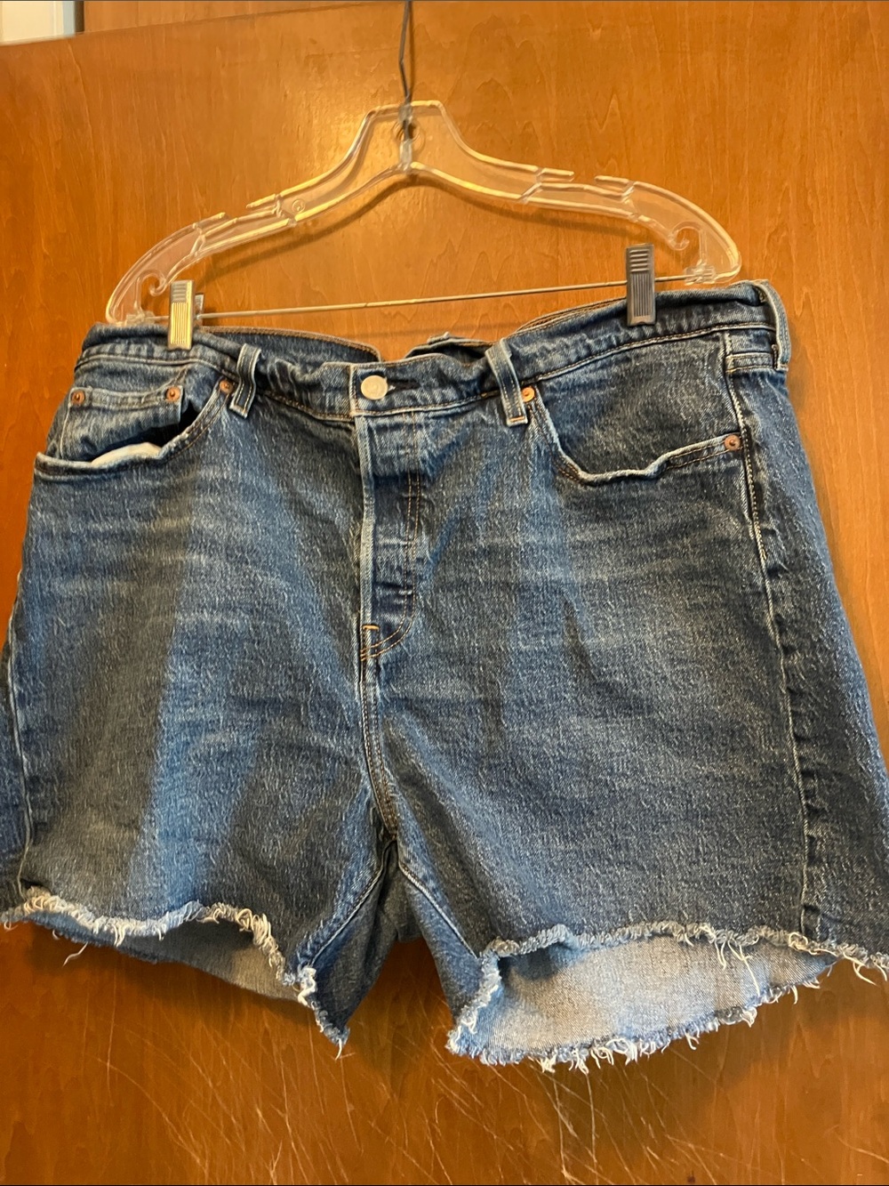 Levi's Distressed Dark Blue Denim Cutoff 501 Shorts Size 18W